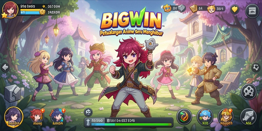 Tangkapan layar menampilkan karakter anime dalam aksi seru di BIGWIN.
