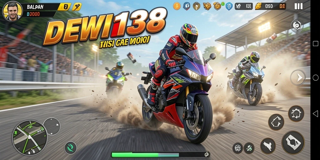 Tampilan gameplay seru balapan motor di DEWI138.