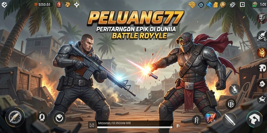 Gameplay seru PELUANG77 dalam pertempuran Battle Royale.