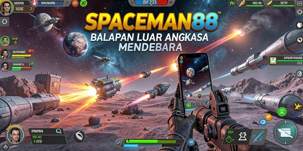 Screenshot utama SPACEMAN88 yang memperlihatkan balapan luar angkasa yang mendebarkan.