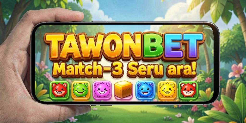 Screenshot gameplay TAWONBET menampilkan aksi mencocokkan item Match-3 yang seru.