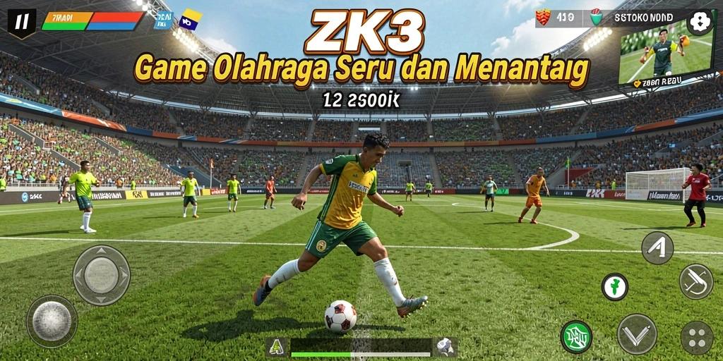 Screenshot ZK3 menampilkan gameplay olahraga yang seru dan kompetitif.
